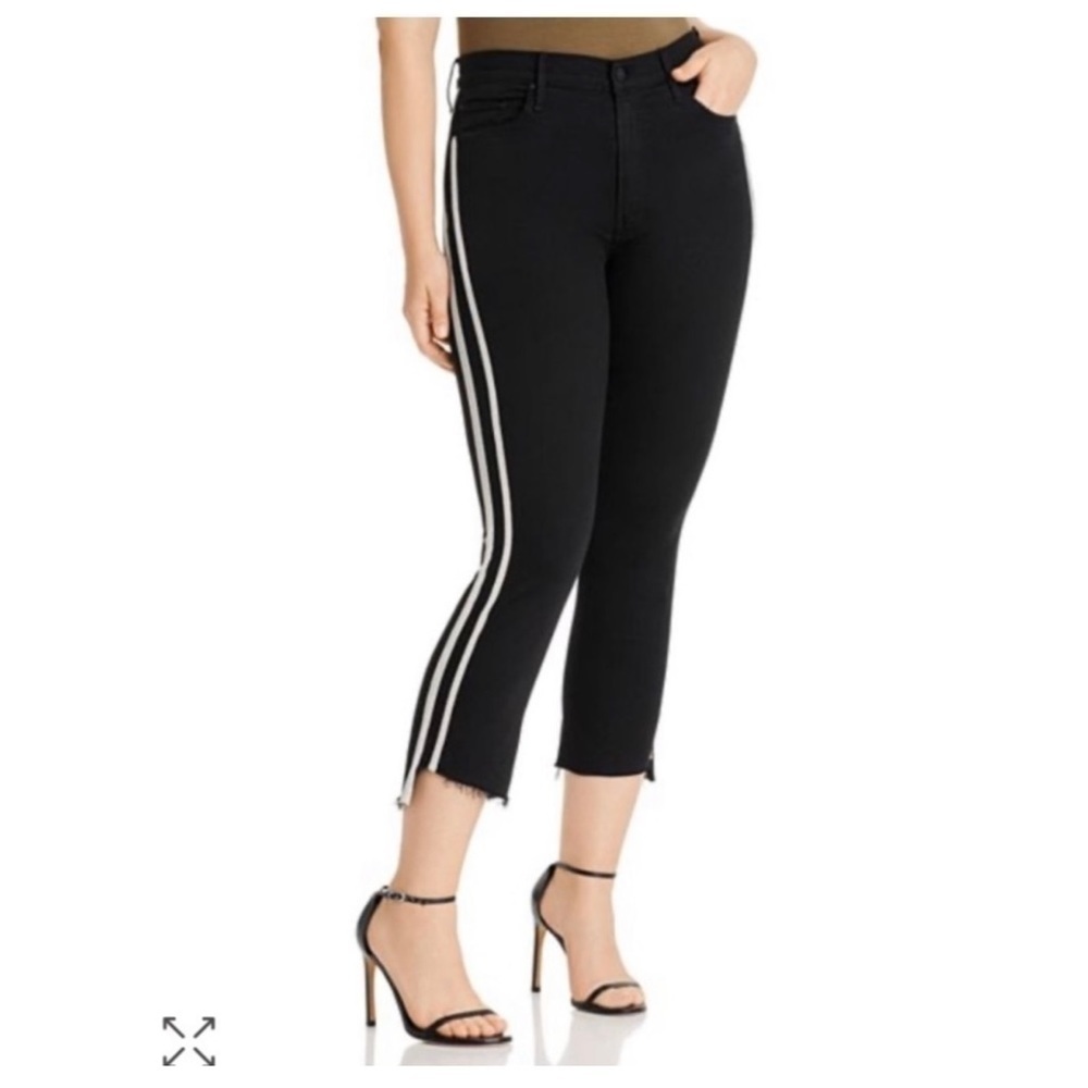 MOTHER Insider Crop Step-Hem Fray High Rise Guilty Racer Black Jeans Size 27